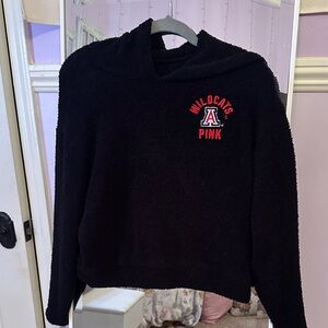 PINK Victoria's Secret University of Arizona Black Fuzzy Hoodie Sweater